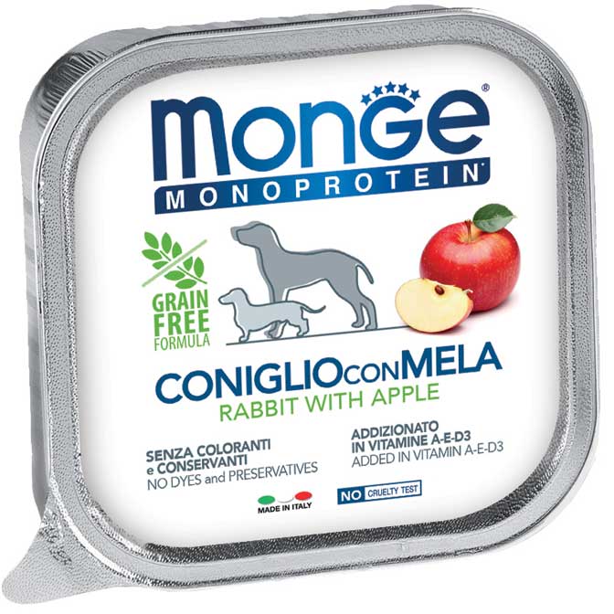 Monge Monoprotein Patè Solo Coniglio con Mela 150gr Monge Monoprotein Patè Solo Coniglio con Mela 150gr